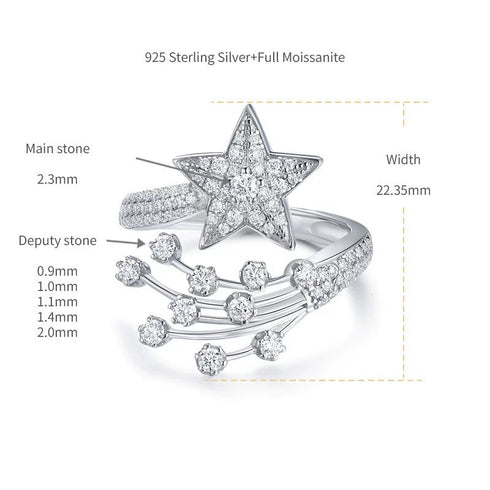 Galaxy Star Moissanite Open Ring